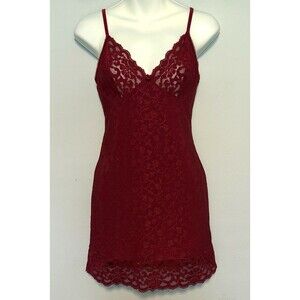 Arianne Lingerie Babydoll Chemise Slip Dress Sz Large Red Lace Y2K Sexy